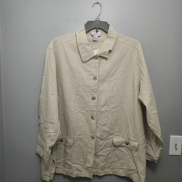 C.S.T. studio women's button-up shirt blouse shacket size 24 linen blen… - Picture 1 of 8